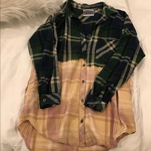 Urban Outfitters Ombré Pink and Green Flannel
